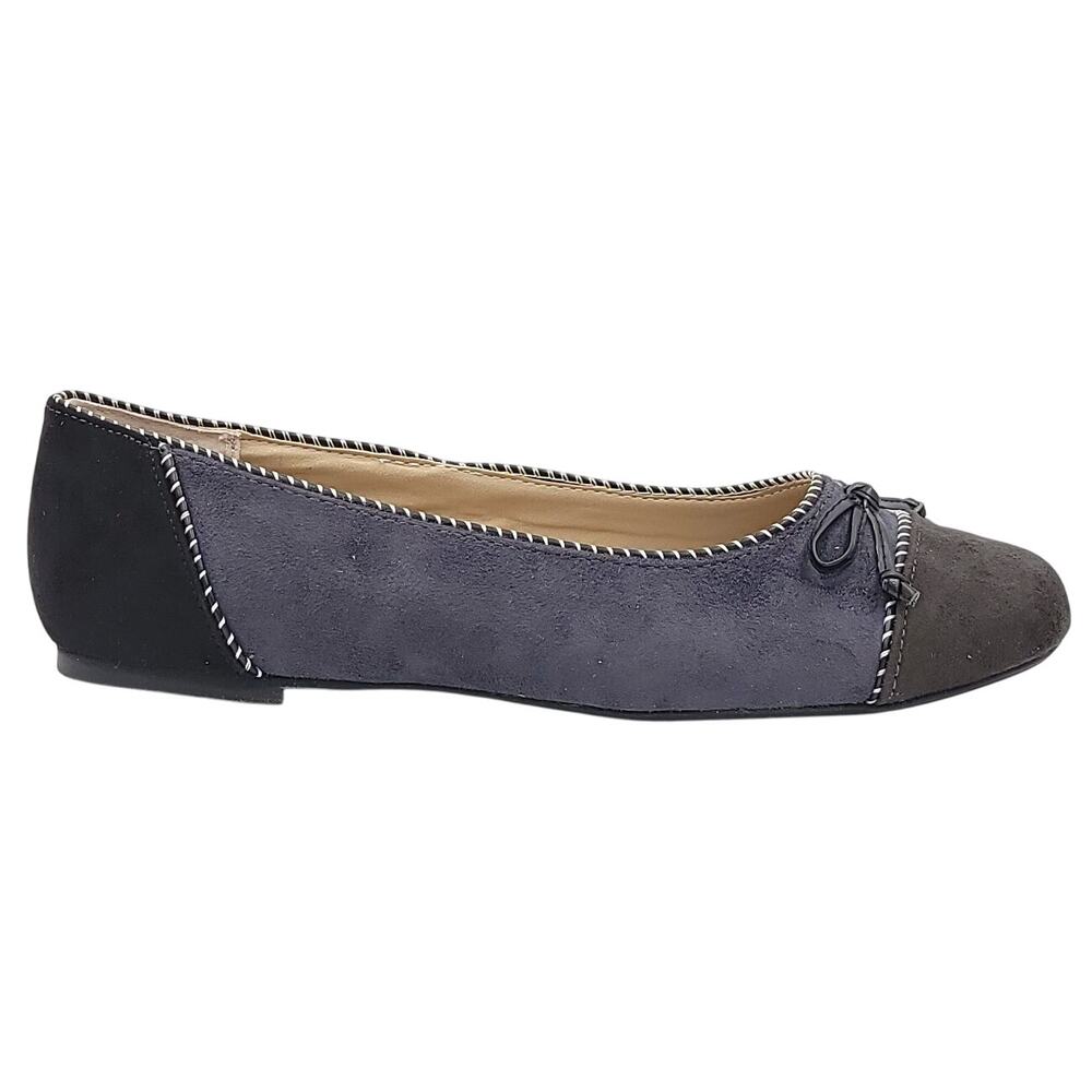 Rialto Women Sailor Cap Toe Ballet Flats Size US 8.5M Black / Grey Multi - Picture 2 of 5